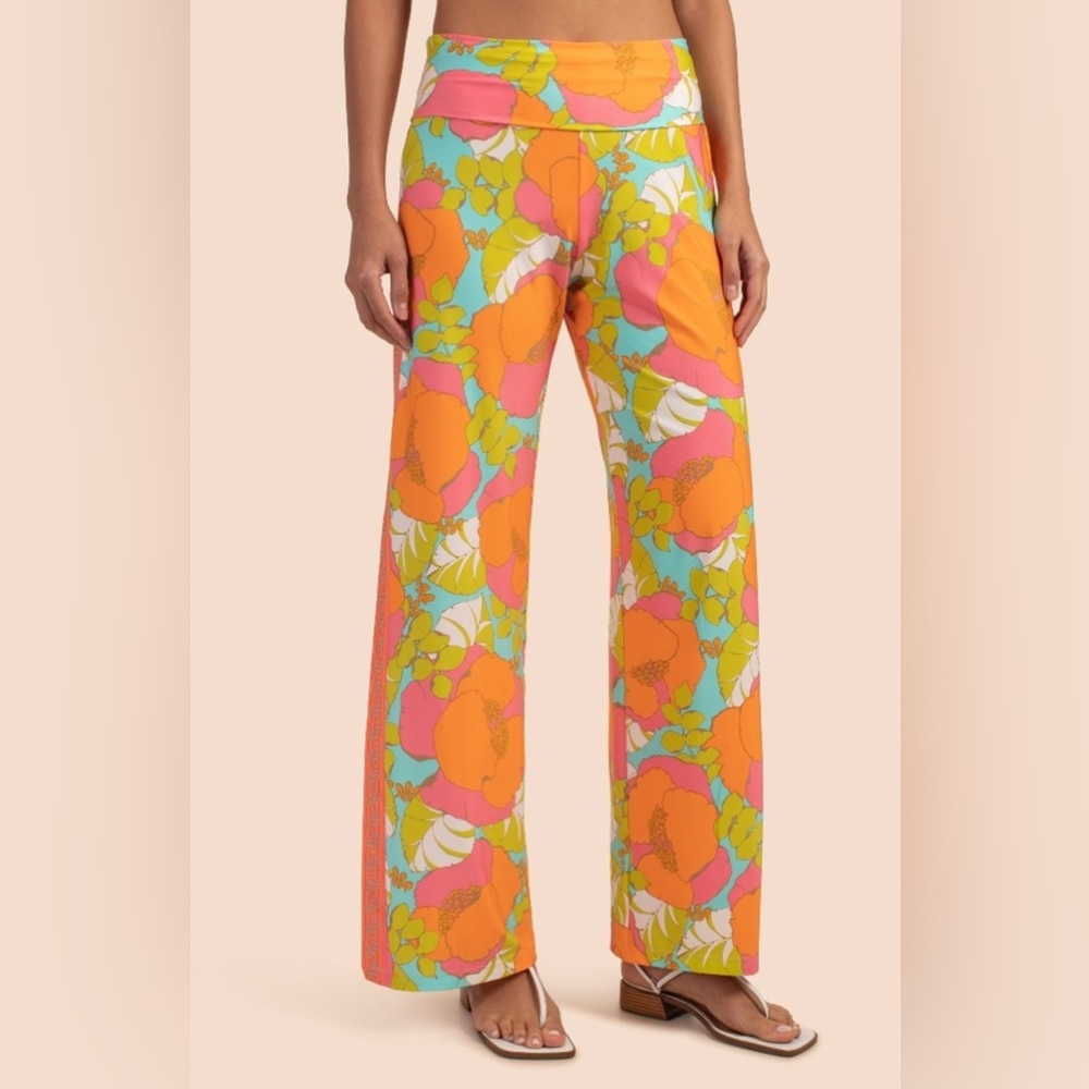 Trina Turk M Swim & Spa slit side pants fold over waistband swimsuit material